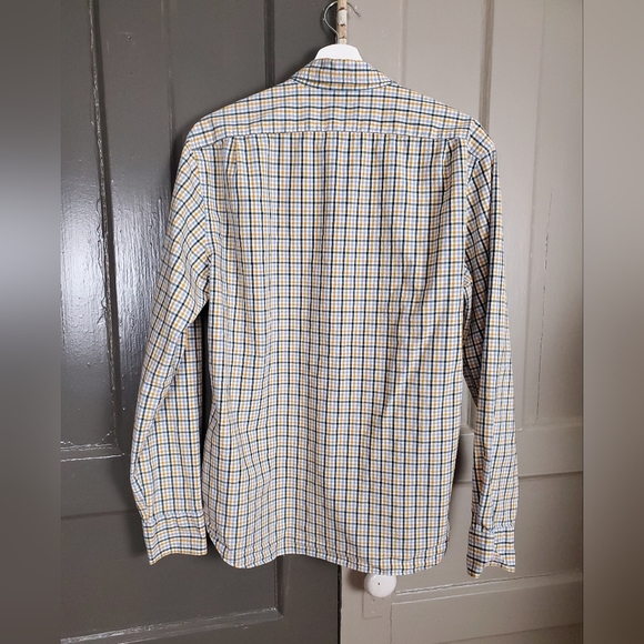 JCrew Flex Washed Green Yellow Plain Button Up Men's Cotton Shirt Size Large - Picture 5 of 11